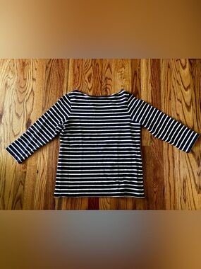 Lands' End Canvas Navy and White Striped Tunic Top
